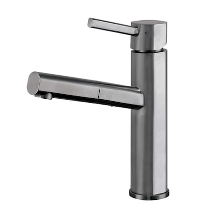 Whitehaus Lead-Free SS, Sgl Hole, Sgl Lvr Kitchen Faucet W/ Pull-Out Spray Head, Gu WHS1394-PSK-GM